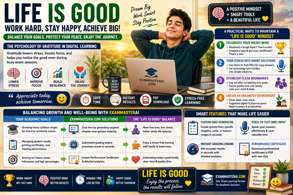 Why Life is Good Balancing Ambition, Exam Success, and Well-being on Exammasterai