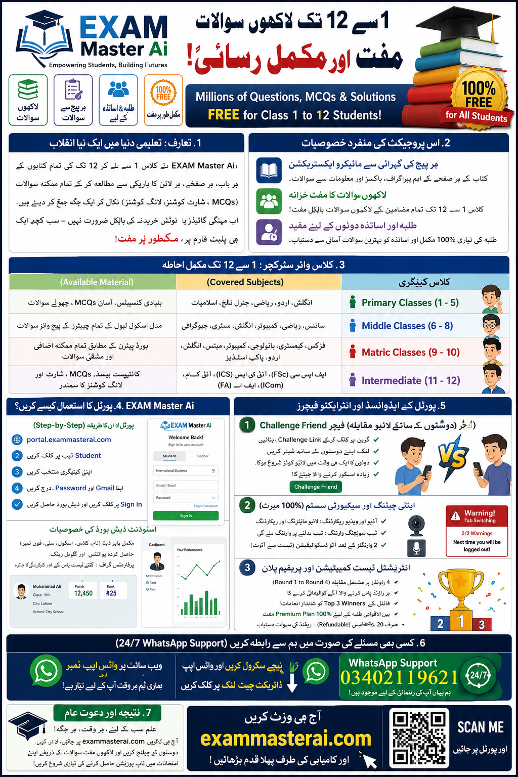 Free Access to Millions of Class 1 to 12 Questions, MCQs, and Solutions on EXAM Master Ai