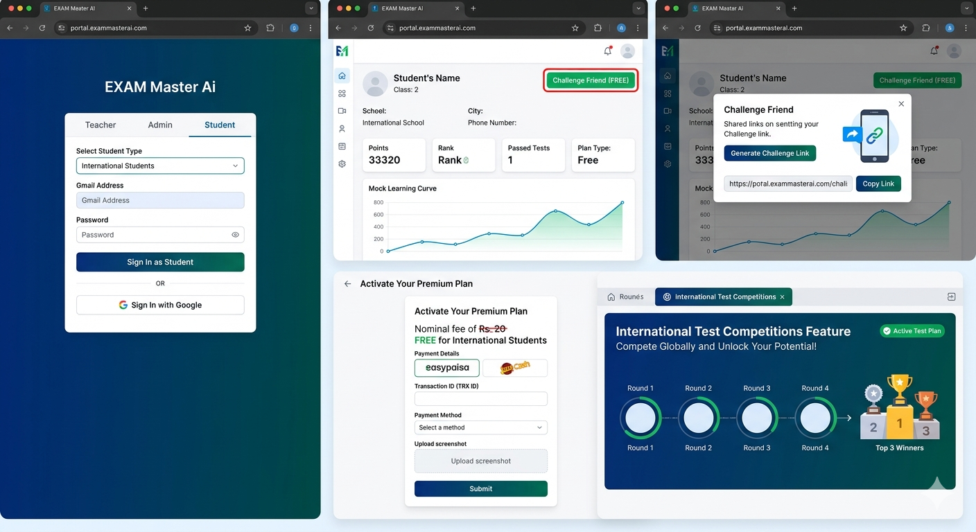 How to Log In as an International Student on EXAM Master Ai and Access Premium Features for Free!